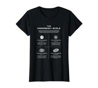 The Kardashev Scale Science Energy Civilization Type Value Graphic T-Shirt, Women, Black, M