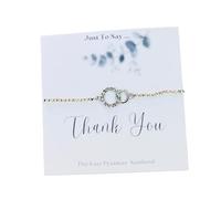 The Katz Pyjamas Thank You Crystal Bracelet, Beaded Stretch Design with Entwined Circles Charm, Gift Presentation