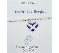 The Katz Pyjamas Yes Sir I Can Boogie Scottish Saltire Heart Charm Bracelet, Grassroots/League National Football Teams and Supporters, Tartan Army, Double Sided Charm, Gift Packaging, Keepsake Gift.