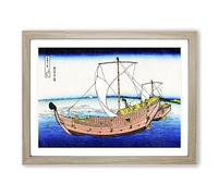 The Kazusa Sea Route By Katsushika Hokusai Asian Japanese Framed Print | A3 Oak Framed Wall Art | Ready to Hang | Asian Nautical Picture | Living Room Bedroom Lounge Office