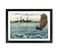 The Kearsarge at Boulogne by Edouard Manet Framed Print | A2 Black Framed Wall Art | Ready to Hang | Modern Nature Picture | Living Room Bedroom Lounge Office