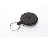 The Key-Bak Original 485R-HDK with 48" Kevlar Cord, Steel Belt Clip, 8 oz. Retraction Force & Split Ring (Blackened)
