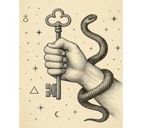 The Key - Vintage Copperplate Mystical Journal: 7.5×9.25” Wide-ruled 120 pages