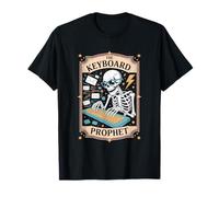 The Keyboard Prophet Skeleton Hacker Coder Aesthetic T-Shirt