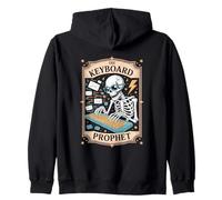 The Keyboard Prophet Skeleton Hacker Coder Aesthetic Zip Hoodie