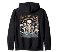 The Keyboard Prophet Skeleton Typing Email Wizard Zip Hoodie