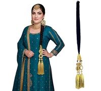 THE KHATI 30 Inch Golden Punjabi Parandi Hair Accessory with Mirror Braid Tassels | Hair Extensions for Girls and Women | Traditional Ethnic Paranda Long Hair Plait for Weddings, Festivals & Party