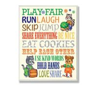 The Kids Room by Stupell Play Fair Woodland Animal Typography Rectangle Wall Plaque