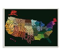 The Kids Room by Stupell USA Typography Map on Black Background Rectangle Wall Plaque