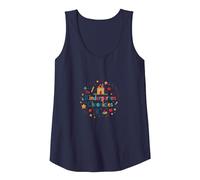 The Kindergarten Chronicles: Playful School Adventure Tank Top, Women, Navy, XL