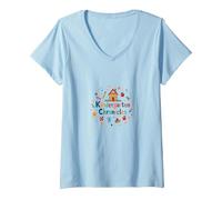The Kindergarten Chronicles: Playful School Adventure V-Neck T-Shirt, Women, Baby Blue, XL