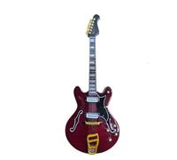 The King "1968 Comeback" Red Cherry Hagstrom Viking II Miniature Guitar Replica - Music Gifts - Handmade Ornamental 1/4 Scale - Display Box, Name Tag and Miniature Guitar Stand Included
