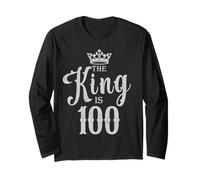 The King is 100 100th Cool Birthday Party Vintage Drink Bday Long Sleeve T-Shirt