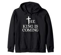 The King Is Coming Christianity Bible Verse Christian Cross Zip Hoodie