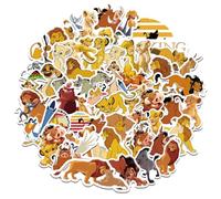 The King Lion Stickers, Pack of 50 Cartoon Lion Stickers, Waterproof Vinyl DIY Stickers for Skateboard, Car, Laptop, Guitar, Teenagers, Children