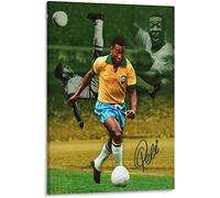The King of Football Pele Poster Canvas Wall Art Brazil Famous Soccer Player Pele Picture Painting Modern Home Decor Collection Mural Canvas Print Football Fan's Memorial Gift,40×60cm