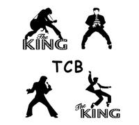 The King x 4 Poses and Letters TCB, Bumper, car, Laptop, Window, Wall Art, Decal, Sticker, Matte Black.