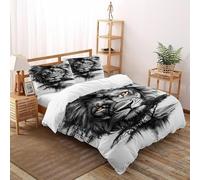 The Kingdom of Black Lions Double Duvet Set Hypoallergenic Duvet Double Cover Set Non Iron Luxury Bedding Sets With Zipper Closure King(220x240cm)