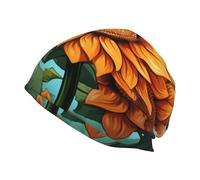 The Kingdom of Bubbles Beanie for Men and Women, Full Print Knit Hat, Soft & Warm, Seasons, Large, Sunflowers Under the Blue Sky, One size
