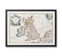 The Kingdoms Of England Vintage Illustrated Antique Maps Art Print, Antique Cartographic Map Poster, Old Historical Map Home Decor Wall Art Picture, A4 (Black Frame) - 32.7x24.1cm