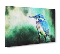 The Kingfisher Bird Looking West Canvas Print | Gallery Wrapped 30mm Frame Wall Art | 20x14 inches | Ready to Hang | Abstract Animals Picture | Living Room Bedroom Lounge Office