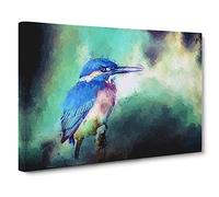 The Kingfisher Bird Looking West Canvas Print | Gallery Wrapped 30mm Frame Wall Art | 30x20 inches | Ready to Hang | Abstract Animals Picture | Living Room Bedroom Lounge Office