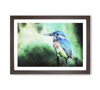 The Kingfisher Bird Looking West Painting Framed Print | A2 Walnut Framed Wall Art | Ready to Hang | Modern Historical Picture | Living Room Bedroom Lounge Office