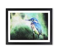 The Kingfisher Bird Looking West Painting Modern Art Framed Print | A2 Black Framed Wall Art | Ready to Hang | Modern Historical Picture | Living Room Bedroom Lounge Office