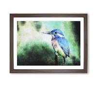 The Kingfisher Bird Looking West Painting Modern Art Framed Print | A3 Walnut Framed Wall Art | Ready to Hang | Modern Historical Picture | Living Room Bedroom Lounge Office