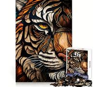 The Kings Glare Cat Glass 1000 Piece Jigsaw Puzzles for Adults Jigsaw Memory Lift Slow Enjoy Image Assembly Creative Gift (38x52cm)