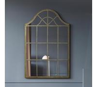 The Kirkby - Decorative Green Country Metal Framed Arched Wall Mirror 36" X 25" (92CM X 63CM)