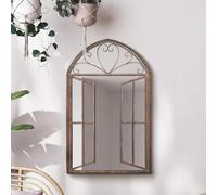 The Kirkby - Rustic Metal Arched Shaped Decorative Window Effect Wall Mirror 36" X 24" (92CM X 61CM)