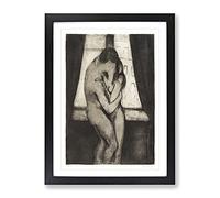 The Kiss By Edvard Munch Framed Wall Art Print A3 Black