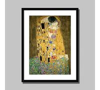 The Kiss by Gustav Klimt, Framed and Mounted, 12x16inch (30x40cm), Black Frame,