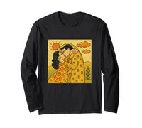 The Kiss by Gustav Klimt Pixel Long Sleeve T-Shirt