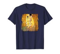 The Kiss by Gustav Klimt T-Shirt, Men, Navy Blue, X-Large