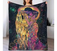 The Kiss Celestial Fantasy Art Nouveau Luxury Plush Cozy Blanket for Bed for Settee Dad Blanket from Daughter for Girlfriend Couple Romantic 70x80inch(180x200cm)