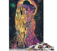 The Kiss Celestial Fantasy Art Nouveau Puzzle 100% Recycled Cardboard Paper Rectangular Jigsaw Puzzle for Adult Children Easter Gift 500pcs (52x38cm)