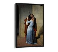 The Kiss Francesco Hayez Canvas Floater Frame Print Picture Art - Black Frame 8 inch wide x 12 inch high