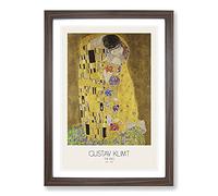 The Kiss No.2 with Border by Gustav Klimt Framed Print | A2 Walnut Framed Wall Art | Ready to Hang | Modern Historical Picture | Living Room Bedroom Lounge Office
