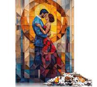 The Kiss Stained Glass Mosaic Artwork Puzzle for Adults And Teenagers 1000 Pieces Puzzles for Adults Puzzles Home Decoration Puzzle Toys 1000pcs (75x50cm)