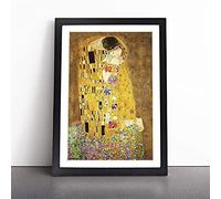 The Kiss Vol.1 By Gustav Klimt | Framed Wall Art Print | Modern Home Decor Picture | Ready to Hang Artwork for Living Room, Bedroom, Kitchen or Office | Multiple Sizes