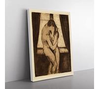 The Kiss Vol.2 By Edvard Munch Classic Painting Canvas Wall Art Print Ready to Hang, Framed Picture for Living Room Bedroom Home Office Décor, 76x50 cm (30x20 Inch)