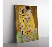The Kiss Vol.2 By Gustav Klimt Classic Painting Canvas Wall Art Print Ready to Hang, Framed Picture for Living Room Bedroom Home Office Décor, 76x50 cm (30x20 Inch)