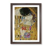 The Kiss Vol.3 By Gustav Klimt Classic Painting Framed Print | A3 Walnut Framed Wall Art | Ready to Hang | Classic Historical Picture | Living Room Bedroom Lounge Office