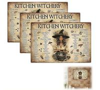 The Kitchen Witch’s Guide Sign, 2026 New Kitchen Witchery Metal Decor, Witches and Herbal Guide Recipes Wall Decor of Rituals & Magic, Witchcraft Gift for Women Daily Spiritual Practice
