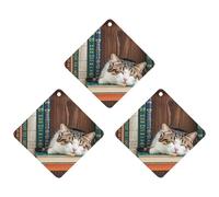 The Kitten Sleeps Car Air Freshener, 3 Pcs Rhombus Hanging Air Freshener Cards, Long Lasting Fragrance Scented Cards for Car, Home, Office Black-style