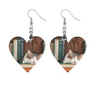 The Kitten Sleeps Wooden Earrings for Women, Vintage Elegant Wood Jewelry, Lightweight Earrings for Wedding, Party, Everyday Jewelry Gift, Love, Wood, wood