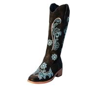 The Knee High Boots And Winter Printed Square Heel Boots Fashion Boots