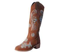 The Knee High Boots And Winter Printed Square Heel Boots Fashion Boots